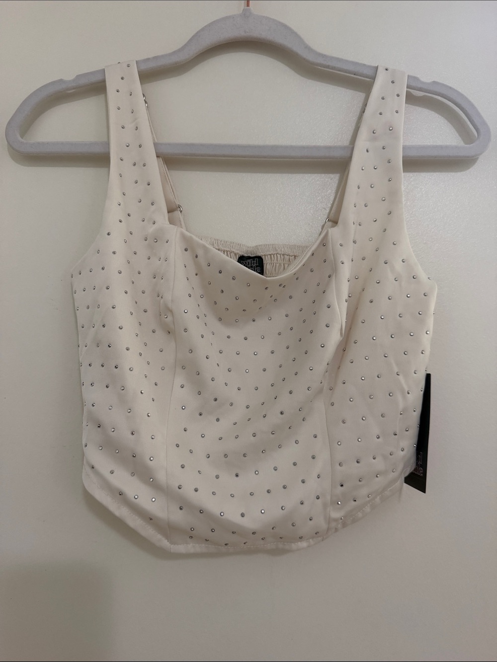 NWT wild fable Cream Corset Style Studded Crop Tank | XS